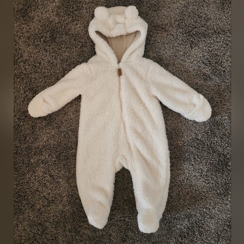 Carter's Soft White Fleece Footie/Jumpsuit